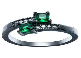 Bagues de mariage noires cz stone carré pour les femmes groupes green cristal filles Valentine039s cadeau mignon mignon beaux bijoux vintage9626044