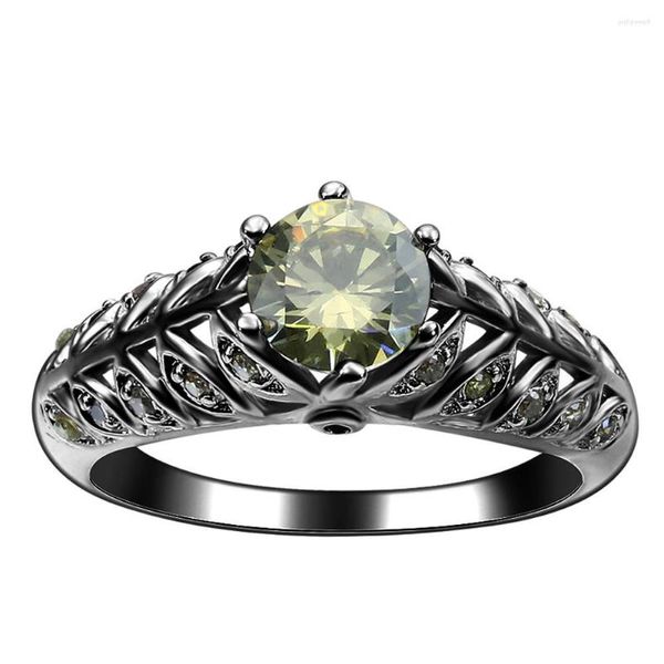 Anneaux De Mariage Noir Fine Cz Doigt Bijoux Vintage Bande Cadeau Vert Pierre Femmes Beau Modèle Spécial Bague De Fiançailles Bijoux Usine