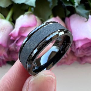 Wedding Rings Black Ring Tungsten Carbide Bands getrapte afgeschuinde randen koepelle 8 mm