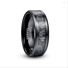 Anneaux de mariage couleur argent noir incrusté Imitation Vermiculite tungstène acier anneau doigt pour hommes bijoux de fête d'affaires