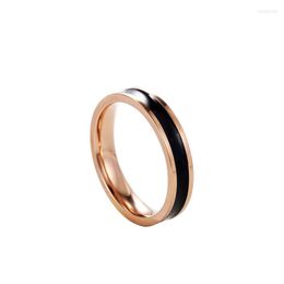 Fedi nuziali Anello in ceramica bianca nera per donna 18KGP Gioielli in acciaio inossidabile color oro rosa (GR015)