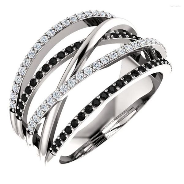 Bagues de mariage BLIVE Huitan Twist Style Ethnique Femmes Doigt Avec BlackWhite Stone Micro Pavé Surprise Pour Bijoux À La Mode