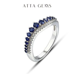 Wedding Rings Blue Sapphire Sterling Silver Rings For Women Wedding Engagement Sieraden S925 Gemaakt Sapphire Round Cut Groothandel sieraden 230302