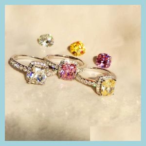 Wedding Rings Bohemia Wedding Rings 925 Sterling Sier Diamond Ring voor vrouwen Simuled Platinum Jewelry Girl cadeau 3 kleuren Drop Dhber Dhber