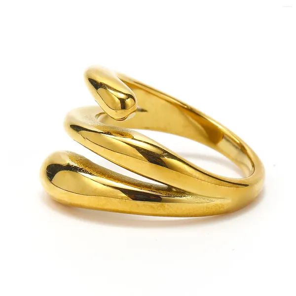 Anillos de boda Bohemio Tres capas Promesa Encanto Color oro Joyería de acero inoxidable para hombres Mujeres Accesorios Artículos a granel Lotes al por mayor