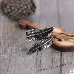 Anneaux de mariage Bohemian vintage Big Feather Ring For Women Boho Antique Silver Color Jewelry Anillos
