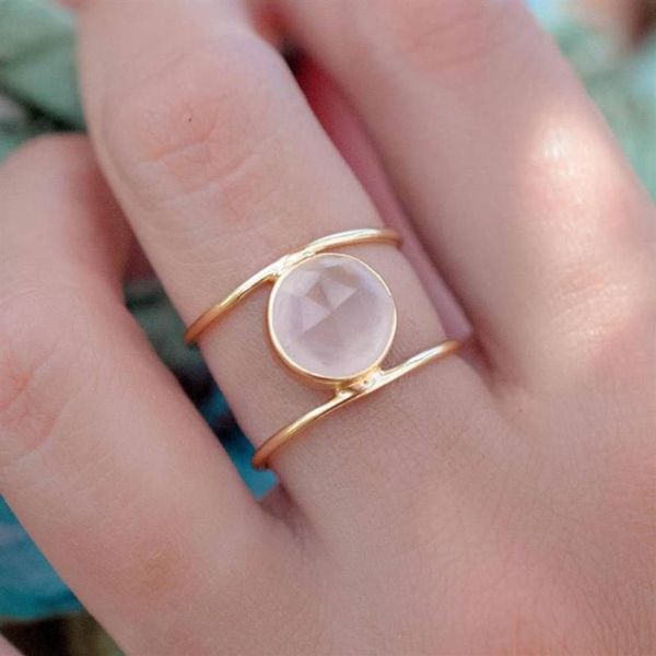 Anneaux de mariage boho femelle Big Moonstone Ring Unique Style Silver Gold Color Jewelry Promed Engagement for Women2539