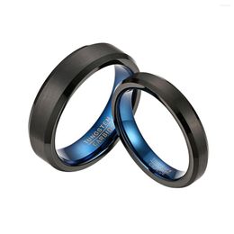 Trouwringen Boniskiss mode Hoogwaardige 4mm 6mm Tungsten Ring Zwart Blue Color I Love You Band Comfort Fit Maat 4-15 paar