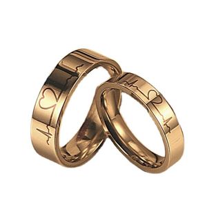 Anneaux de mariage BONLAVIE Mode Couple Bague ECG Hommes Et Femmes Paire Heartbeat Bijoux En Gros