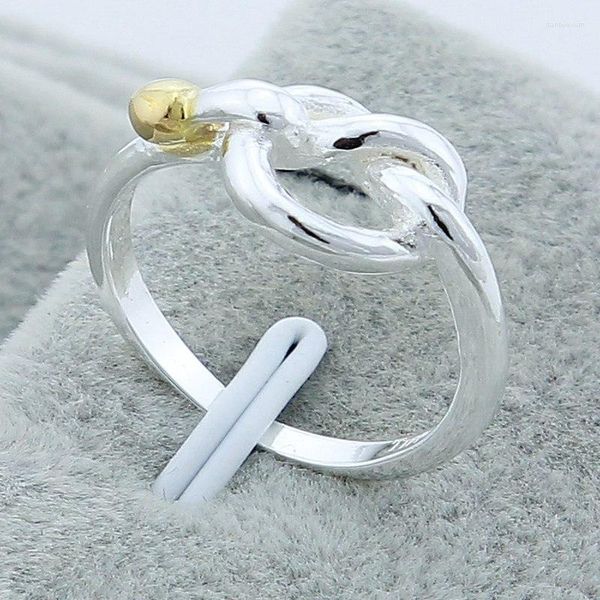 Anillos de boda Marca 925 Plata de ley Anillo de dos tonos de oro simple para mujeres Hombres Fiesta de compromiso Joyería del encanto