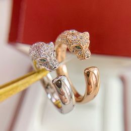 Trouwringen Merk Vintage Diamant Luxe Sieraden voor Vrouwen Designer Luipaard Jungle 925 Sterling Zilver Party Lady 230831