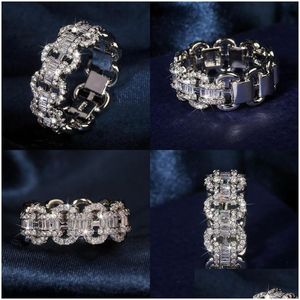 Trouwringen Merk Vintage Sieraden Unieke Damesmode Ringen Real 925 Sterling Sier Princess Cut White Topaz Cz Diamond Vrouw Weddi Dhl8Y