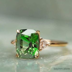 Wedding Rings Bright Green Cubic Zirconia Rings Luxe verloving trouwringen voor vrouwen goud kleurtemperament elegante dame sieraden