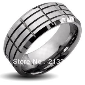 Alliances Acheter Prix Discount USA Vente 8MM MenWomens Silver Grooves Beveled Classic Tungsten