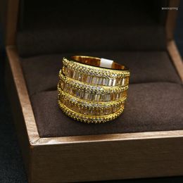 Trouwringen C211 Luxe kubieke zirkonia Micro Pave-instelling Meerlagige Clear Stone Full Finger Ring Brilliant Party Accessarissen