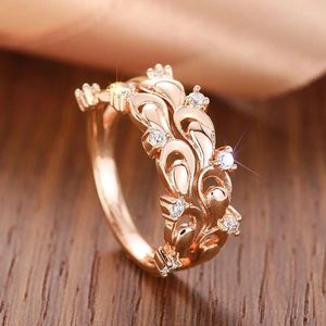 Wedding Rings Caoshi Esthetische roségouden kleur vinger ring vrouwelijke sierlijke sieraden met briljante zirconia elegante damesbetrokkenheid