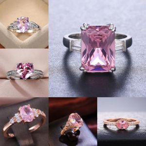 Anneaux de mariage CAOSHI exquise pierre de cristal rose promesse pour les femmes accessoires de doigt élégants bijoux de haute qualité en gros