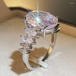 Anneaux de mariage CAOSHI mode grand ovale cubique zircone promesse pour les femmes de haute qualité fiançailles fête bijoux cadeaux d'anniversaire