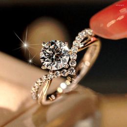 Anneaux de mariage CAOSHI mode brillant zircone proposition anneau pour femme élégant accessoires de mariée Chic intemporel bijoux fiançailles
