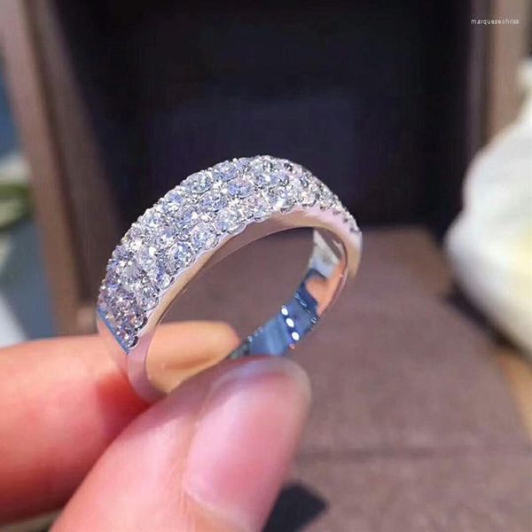 Anneaux de mariage CAOSHI brillant minuscule zircone fiançailles pour les femmes simple tempérament bijoux de mariée accessoires portables quotidiens de qualité supérieure
