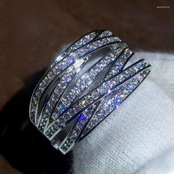 Anillos de boda CAOSHI elegante anillo cruzado femenino brillante circonio joyería de dedo para fiesta moda mujer accesorios de estilo moderno al por mayor