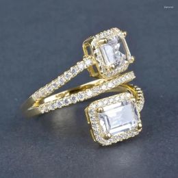 Anneaux de mariage CAOSHI élégant magnifique doigt pour femmes géométrique zircone bijoux fête luxe dame anniversaire accessoires