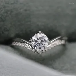Anillos de boda CAOSHI Elegante dama anillo de banda nupcial con brillante circonio diseño de moda joyería de dedo para fiesta de ceremonia de compromiso