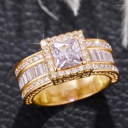 Trouwringen CAOSHI Trendy Moderne Stijl Ring Vrouwelijke Verlovingsfeest Sieraden Goud Kleur/Zilver Kleur Heldere Zirkonia Accessoires Voor Vrouwen
