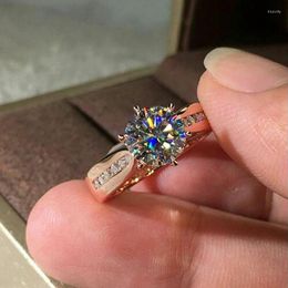 Anneaux de mariage CAOSHI bague de proposition à la mode pour les femmes gracieuse couleur or Rose accessoires de doigt brillant bijoux en zircone