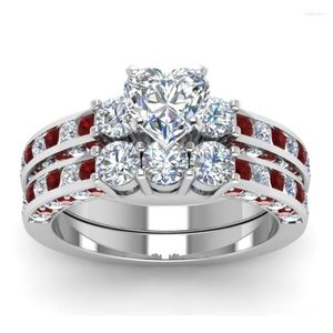 Wedding Rings Carofeez Fashion Women Heart Set For Jewelry Cute Zirconia Engagement Bridal Band Valentine's Day Gift