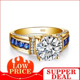 Alianças de casamento certificadas cor D VVS1 2ct anel de diamante hidratante feminino 100% prata esterlina joias de casamento de alta qualidade passam no teste de diamante 230718