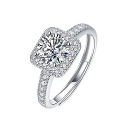 Anillos de boda Charm femenino blanco cristal anillo de piedra conjunto de lujo para las mujeres vintage nupcial cuadrado compromiso venta al por mayor con caja