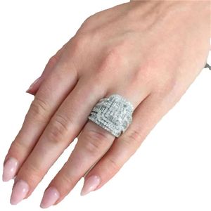 Trouwringen Charme Vrouwelijke Witte Kristallen Stenen Ring Set voor Vrouwen Vintage Bruidsvierkant Verlovingsgroothandel