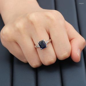 Wedding Rings Charm Lady Fashion Square Blue Zirkon verlovingsring Cocktail Party Finger Dress Accessories Bridal Dazzling Gift Rita222222