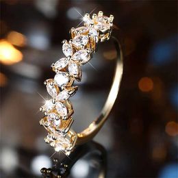Bagues de mariage charme plante étoile anneau de fleur ancie femme en or argent blanc zircon empilé de fiançailles bijoux Q240514