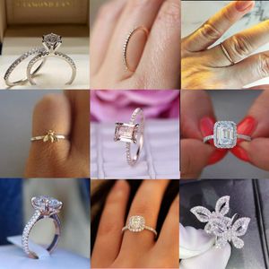 Anneaux de mariage charme mince pour femme élégante couleur or rose zircon cubique fête de mariée bijoux de doigt gratuit