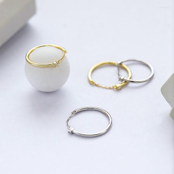 Anillos de boda Charms Línea de metal Joyería de dedo Cadenas de plata góticas de lujo Color ajustable para mujeres Regalos delicados de moda