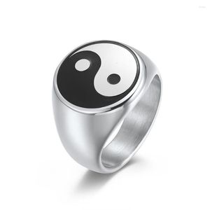 Anneaux de mariage Chine Style Ethnique Tai Chi Signet Pour Femmes Cadeaux En Gros En Acier Inoxydable Hommes Bijoux Femme Bijoux Drop