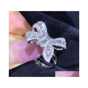 Anneaux de mariage Choucong Arrivée Bijoux de luxe 925 Sterling Sier T Princesse Coupe Blanc Topaz CZ Diamond Party Butterfly Femmes Band Rin Dhkxv