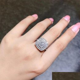 ALLAGES DE MARIAGE CHOUCONG BRAND INS TOP TOP Sell Luxury Jewelry 925 Sterling Sier Pave White Sapphire CZ Diamond Gemstones Eternity Women E DHFBC