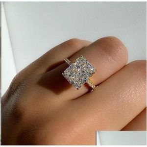 Anneaux de mariage Choucong marque anneaux de mariage bijoux de luxe réel 100% 925 Sterling Sier fleur de glace coupe blanc Moissanite diamant Gemston Otf08
