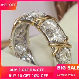 Trouwringen Choucong Eternity Sieraden Stone 5a Zirkon 10kt Whiteyellow goud gevulde vrouwen verlovingsband Ring SZ 5-11wedding