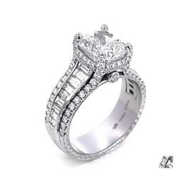 Trouwringen Choucong Unieke luxe sieraden 925 Sterling Sier Cushion Form White Topaz CZ Diamond Gemstones Eternity Party Women E DHCSA