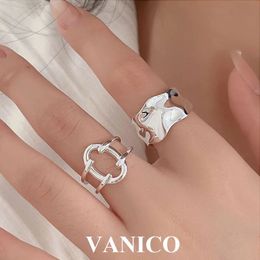 Anneaux de mariage Chunky anneaux ouverts irréguliers en argent Sterling 925 coréen à la mode minimaliste Simple plaine large épais anneau réglable pour les femmes 231218