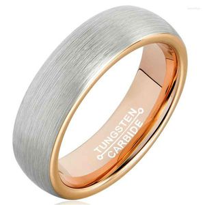 Wedding ringen klassieke 6mm breedte wolfraamcarbide verloving voor vrouwelijke man dome band roségouden platen in geborstelde afgewerkt