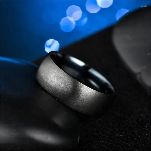 Bagues de mariage classiques pour hommes, 8MM, en acier titane, bande de Surface brossée noire, bijoux de fiançailles unisexes, taille 7-11, haute qualité