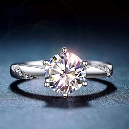 Anneaux de mariage Classique 925 Bague en argent sterling 1ct IJ couleur Lab Bijoux en diamant Style simple Anniversaire 230608