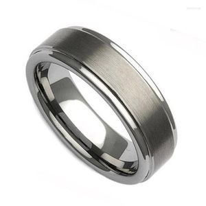 Wedding Rings Classic Band Titanium Ring Men 6mm geborsteld zilveren kleur Annversary mode sieraden vinger voor vrouwen