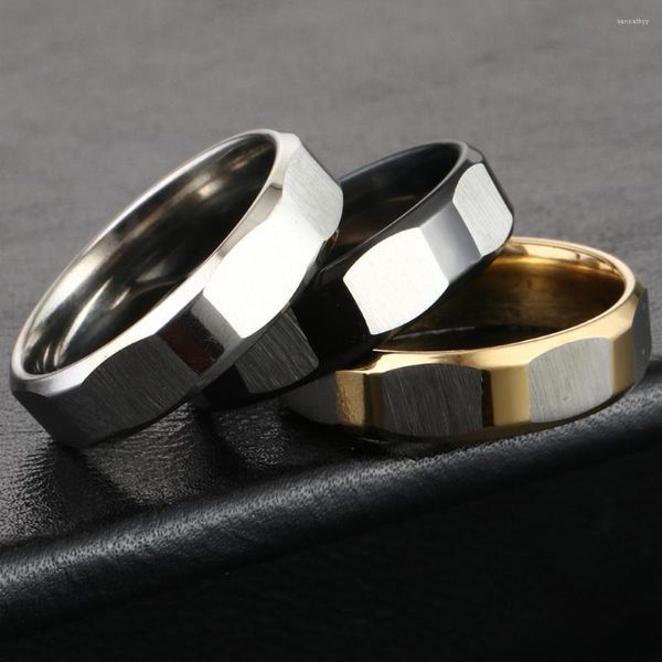 Anillos de boda clásico Color negro banda de acero inoxidable para hombres encanto dedo masculino geométrico moda joyería regalo 6mm ancho