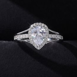 Anneaux de mariage classique mariée en forme de goutte Zircon anneau larme Halo poire coupe zircon cubique CZ bague de fiançailles de mariage pour les femmes bijoux 230719